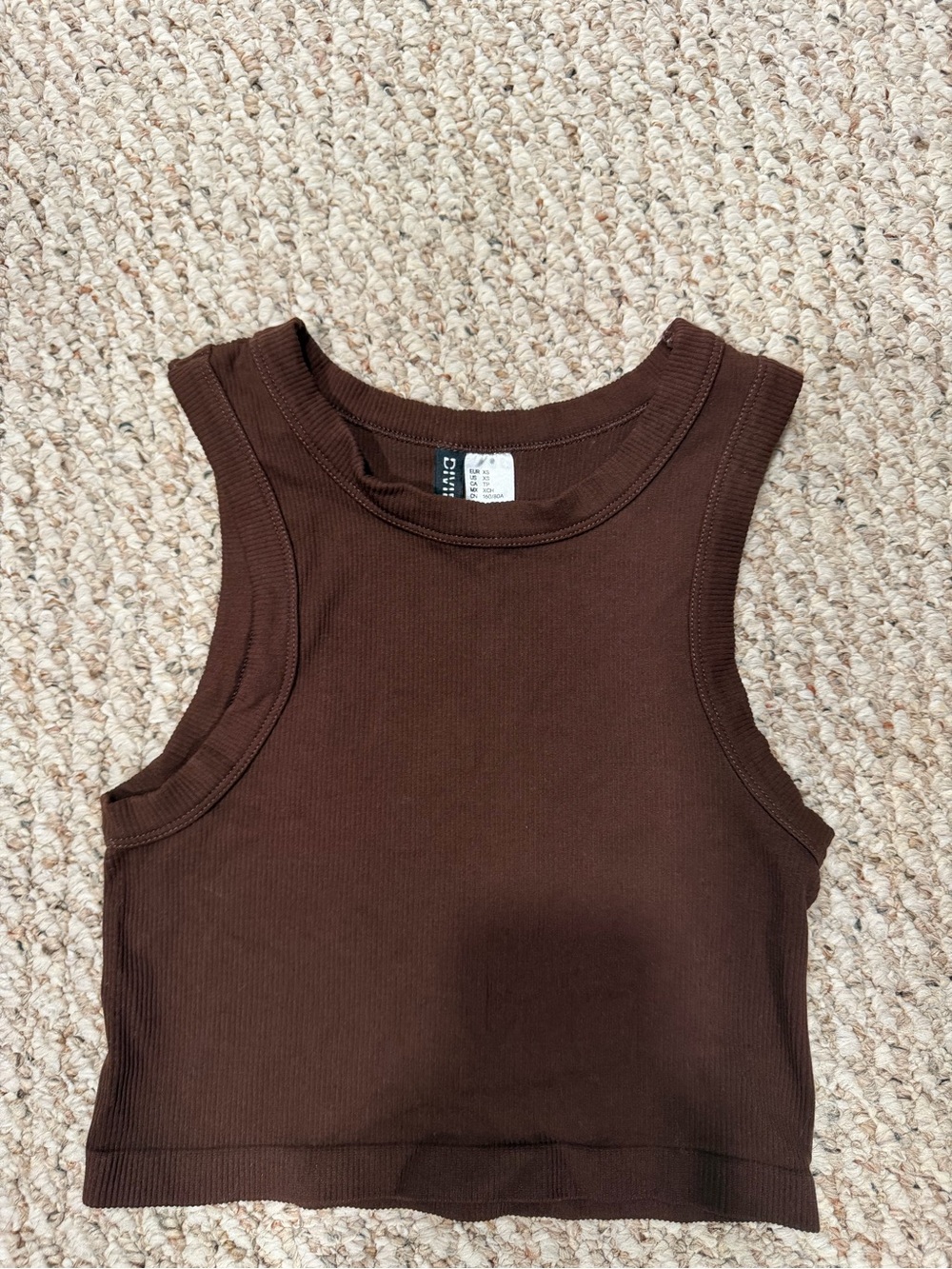 H&M Chocolate Brown Ribbed Crop Tank